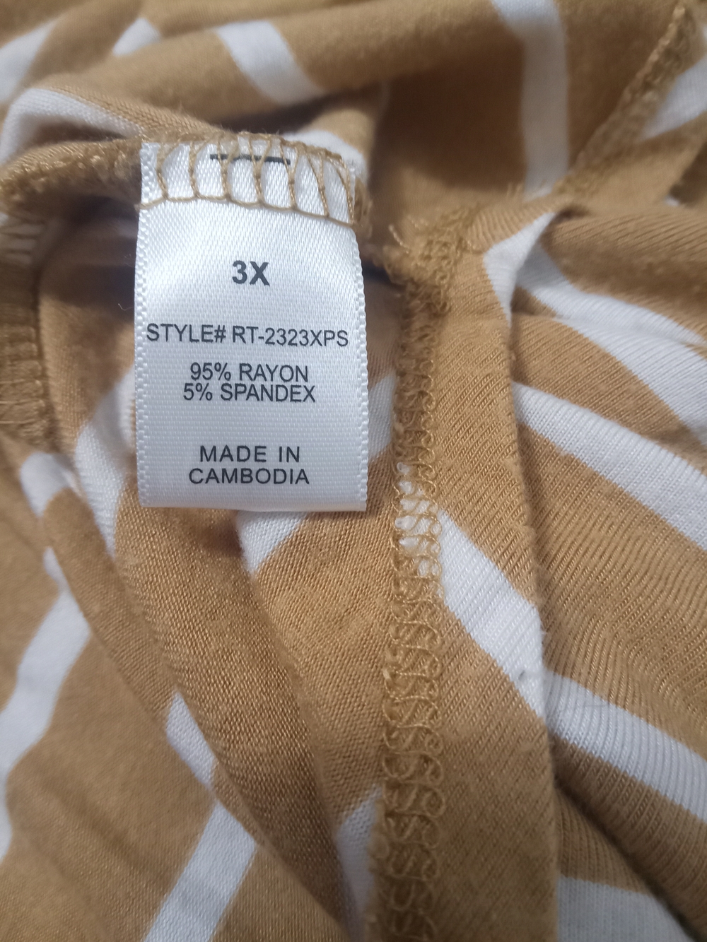 Zenana Premium Mustard & White Striped V-Neck Tee Size 3X - Picture 5 of 6